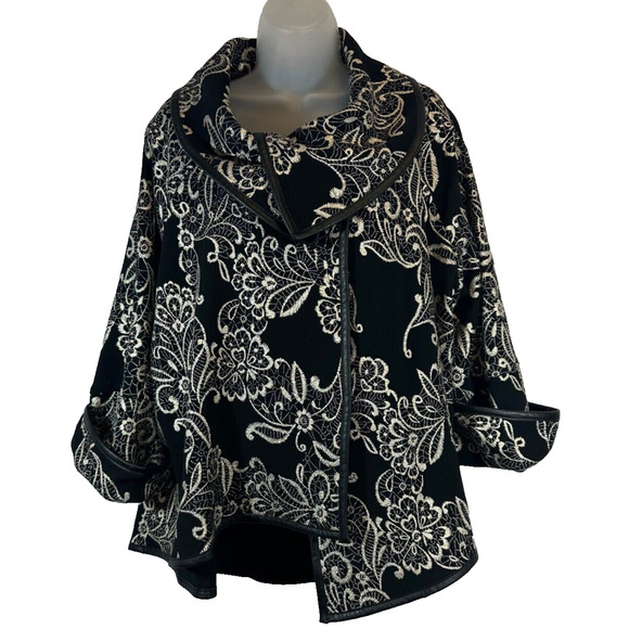 NEW Joseph Ribkoff Black And Gold Embroidered Jacket Sz 18 3/4 sleeve with cuff